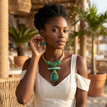 Load image into Gallery viewer, Bold Green Teardrop Pendant Handmade Necklace