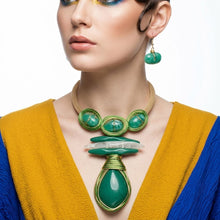 Load image into Gallery viewer, Bold Green Teardrop Pendant Handmade Necklace