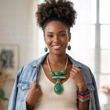 Load image into Gallery viewer, Bold Green Teardrop Pendant Handmade Necklace