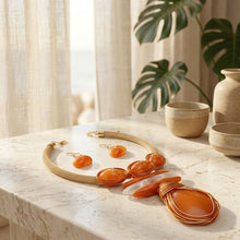 Load image into Gallery viewer, Bold Orange Teardrop Pendant Handmade Necklace