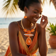 Load image into Gallery viewer, Bold Orange Teardrop Pendant Handmade Necklace