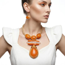 Load image into Gallery viewer, Bold Orange Teardrop Pendant Handmade Necklace