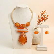 Load image into Gallery viewer, Bold Orange Teardrop Pendant Handmade Necklace