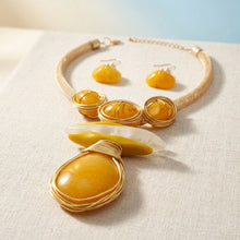 Load image into Gallery viewer, Mustard Yellow Teardrop Pendant Handmade Necklace