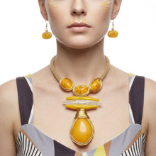 Load image into Gallery viewer, Mustard Yellow Teardrop Pendant Handmade Necklace