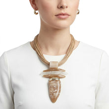 Load image into Gallery viewer, Light Brown Marbled Horn Pendant Cord Necklace
