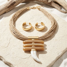 Load image into Gallery viewer, Light Brown Marbled Horn Pendant Cord Necklace
