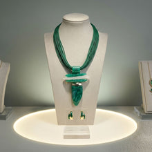 Load image into Gallery viewer, Green Marbled Horn Pendant Multi Cord Necklace