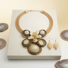 Load image into Gallery viewer, Ivory Flower Wire Wrapped Bead Bib Necklace