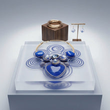 Load image into Gallery viewer, Blue Coiled Wire Heart Handmade Bib Necklace