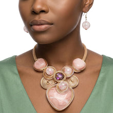 Load image into Gallery viewer, Soft Pink Coiled Wire Heart Handmade Bib Necklace