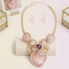 Load image into Gallery viewer, Soft Pink Coiled Wire Heart Handmade Bib Necklace