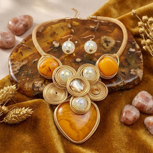 Load image into Gallery viewer, Yellow Coiled Wire Heart Handmade Bib Necklace