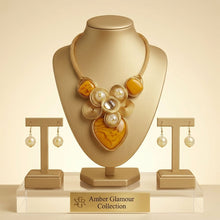 Load image into Gallery viewer, Yellow Coiled Wire Heart Handmade Bib Necklace