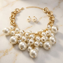 Load image into Gallery viewer, Cream Pearl Cluster Opulent Chunky Bib Necklace