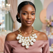 Load image into Gallery viewer, Cream Pearl Cluster Opulent Chunky Bib Necklace