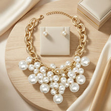 Load image into Gallery viewer, Cream Pearl Cluster Opulent Chunky Bib Necklace