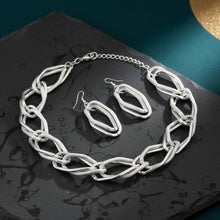Load image into Gallery viewer, Chain Silver Diamond Cut Geometric Chunky Necklace