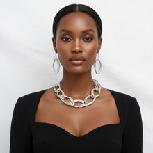 Load image into Gallery viewer, Chain Silver Diamond Cut Geometric Chunky Necklace