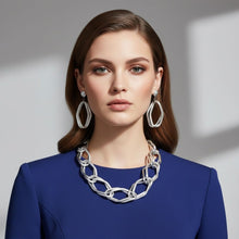 Load image into Gallery viewer, Chain Silver Diamond Cut Geometric Chunky Necklace