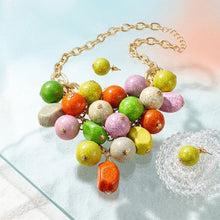 Load image into Gallery viewer, Chunky Color Crackle Bead Chainmaille Bib Necklace