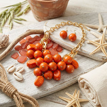 Load image into Gallery viewer, Chunky Orange Crackle Bead Chainmaille Bib Necklace