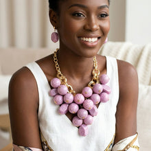 Load image into Gallery viewer, Chunky Pink Crackle Bead Chainmaille Bib Necklace