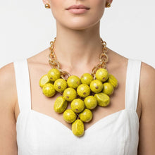 Load image into Gallery viewer, Chunky Yellow Crackle Bead Chainmaille Bib Necklace