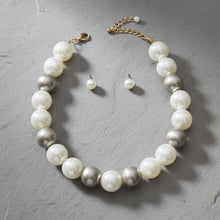 Load image into Gallery viewer, High Gloss Pearlescent White Brown 24mm Necklace