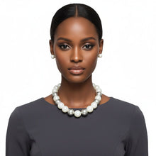 Load image into Gallery viewer, High Gloss Pearlescent White Brown 24mm Necklace