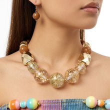 Load image into Gallery viewer, Earthy Brown Gold Flake Marble Beaded Necklace
