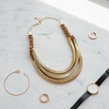 Load image into Gallery viewer, Tribal Gold Square Spring Articulated Necklace
