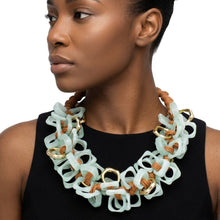 Load image into Gallery viewer, Tribal Marble Mint Square Leather Woven Necklace