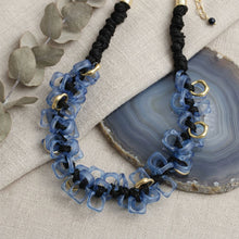 Load image into Gallery viewer, Tribal Marble Blue Square Leather Woven Necklace