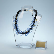 Load image into Gallery viewer, Tribal Marble Blue Square Leather Woven Necklace