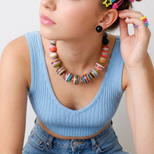 Load image into Gallery viewer, Multicolor Striped Resin Chunky Beaded Necklace