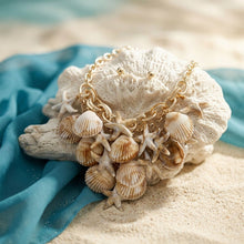 Load image into Gallery viewer, Shell and Starfish Bib Seaside Drop Gold Necklace
