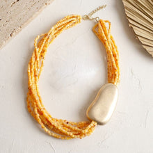 Load image into Gallery viewer, Tribal Mustard Yellow Cube Bead 9 Strand Necklace