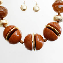 Load image into Gallery viewer, Swirled Caramel Brown Marble Chunky Bead Necklace