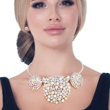 Load image into Gallery viewer, Aurora Borealis Triple Stone Dome Cluster Collar