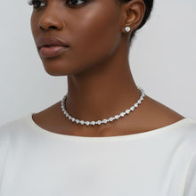 Load image into Gallery viewer, Tennis Heart Crystal CZ Silver Memory Wire Necklace