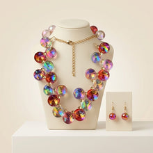 Load image into Gallery viewer, Red & Pink Mix Iridescent Bubble Ball Bead Necklace