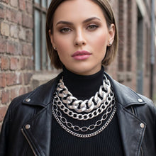 Load image into Gallery viewer, Silver Multi Link Style 4 Layer Chain Necklace
