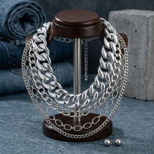 Load image into Gallery viewer, Silver Multi Link Style 4 Layer Chain Necklace