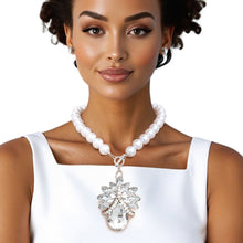 Load image into Gallery viewer, Toggle Pearl and Clear Glass Pendant Necklace