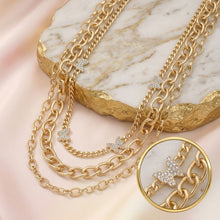 Load image into Gallery viewer, Gold Mixed Chain Stone Butterfly 3 Layer Necklace