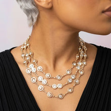 Load image into Gallery viewer, Gold 3 Layer Bezel Crystal Station Chain Necklace