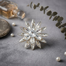 Load image into Gallery viewer, Oversized Brooch Gold Marquise Crystal Flower Pin