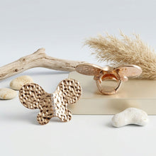 Load image into Gallery viewer, Gold Hammered Butterfly Large Cocktail Ring