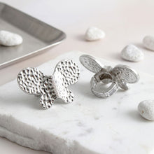 Load image into Gallery viewer, Silver Hammered Butterfly Large Cocktail Ring